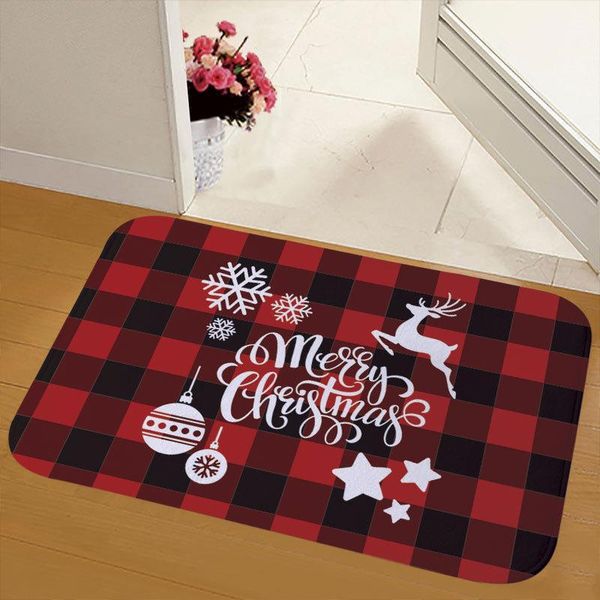 

winter snowflake christmas tree doormat red non slip absorbent floor carpet mat for entryway bedroom living room sofa home decor1