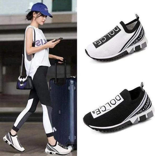 

2020 new men women casual shoes luxury sneakers sock shoes dolce gabbana genuine leather embroidered eur 35-45