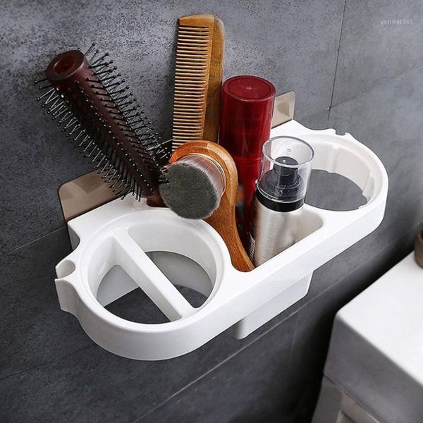 

hair dryer rack comb holder bathroom storage organizer self-adhesive wall mounted stand for shampoo straightener1