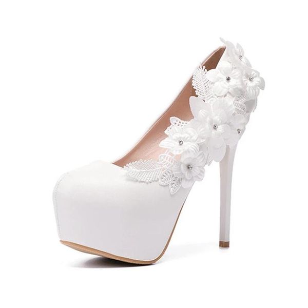 

dress shoes yihongmeiqi women's shoes, high heels, waterproof lace flowers, banquet dress, toe clip wedding, Black