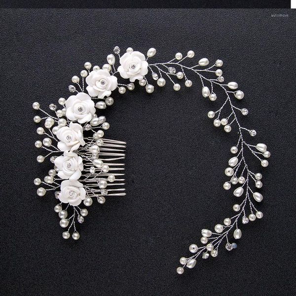 

new fashion white romance lengthen flower wedding headwear headbands combs gift for woman girl lb1, Golden;silver