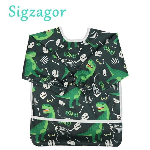 

sigzagor]3 baby bibs feeding waterproof long sleeve clothing slabbers toddler painting drawing with pocket 1-3 years old y200710