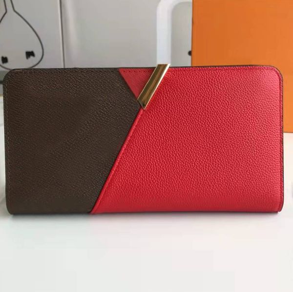 

5-color classic wallet colorful and conspicuous women's luxury exquisite leather multicolor classic zipper pocket designer wallets with, Red;black