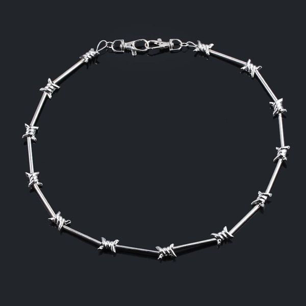 

chains trend rock necklace hip hop punk bamboo festival metal tie thorns spur for women men party jewelry gift, Silver