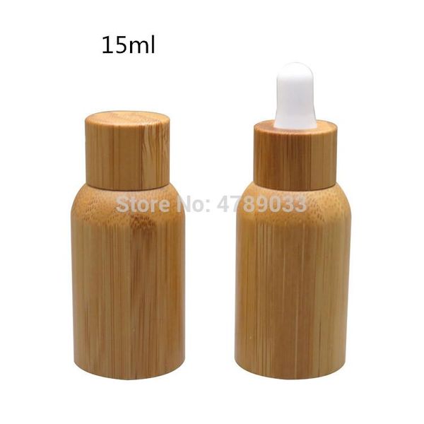 

storage bottles & jars 20pcs 15ml essential oil bottle glass with bamboo wood shell liquid refillable screw/dropper cover