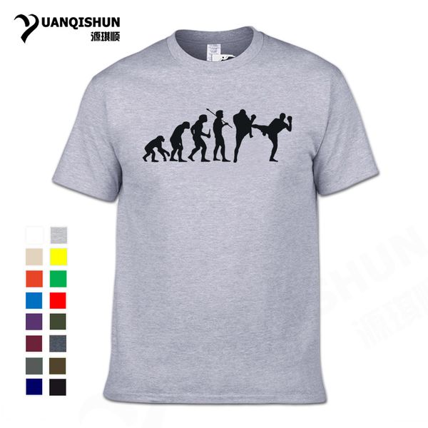 

sport funny kickboxing evolution men's t-shirt 16 color kickboxing mens cotton t shirt summer street tee shirt man hiphop