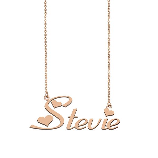 

stevie name necklace custom nameplate pendant for women girls birthday gift kids friends jewelry 18k gold plated stainless steel, Silver