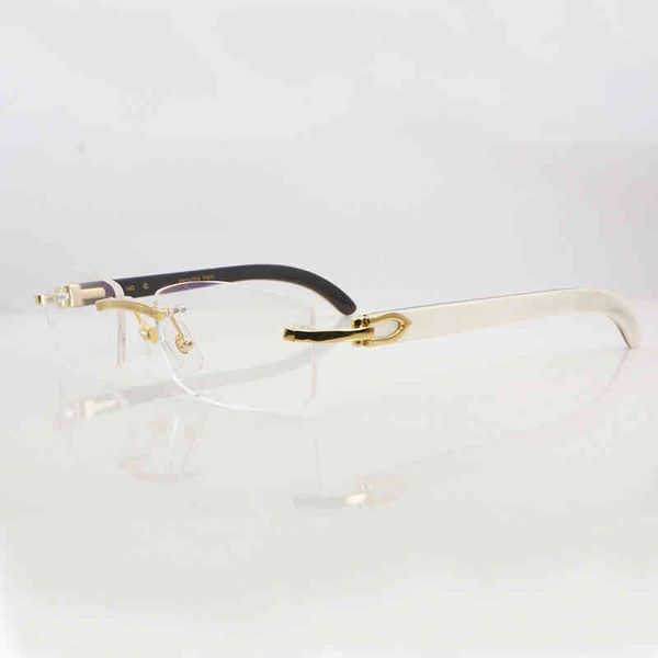 

2022 factory wholesale model clear eye frames for men women accessories rimless natural buffalo horn gold transparent eyeglasses frame tt7c, White;black