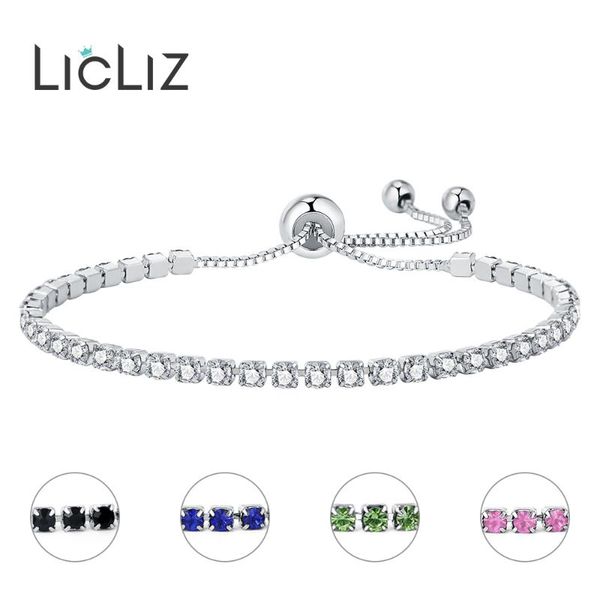 

link, chain licliz 2021 fashion zircon green blue black clear crystal tennis bracelet for women cz box jewelry lub0124