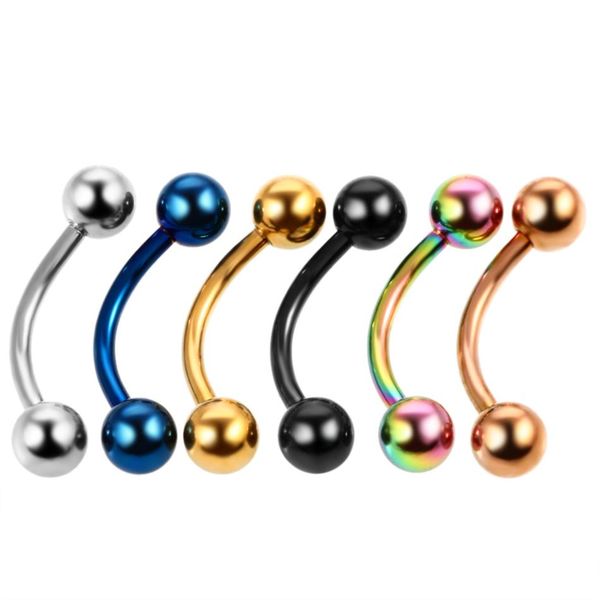 

2pcs 6colors surgical stainless steel eyebrow rings 16g eyebrow ring curved barbell piercing double balls body jewelry q wmthwd, Silver
