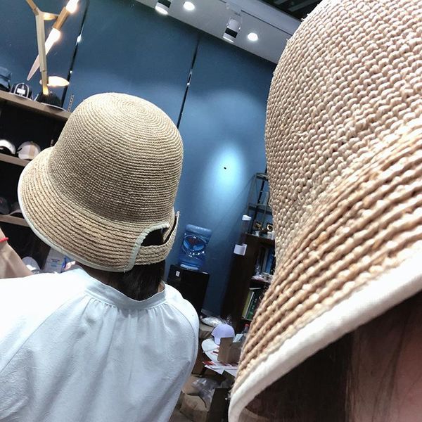 

wide brim hats 202105-hq-00125 japanese design style laffia grass bucket cap women fishermen hat, Blue;gray