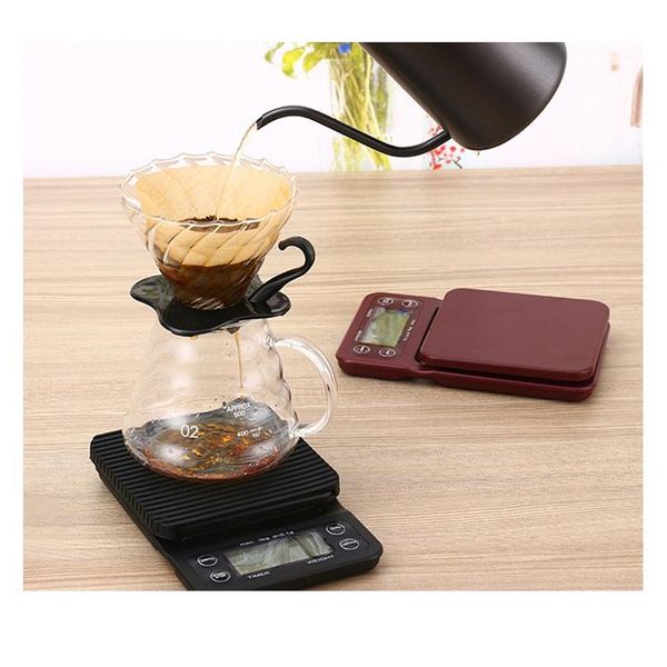 

portable electronic scale with timer 3kg/5kg x0.1g lcd digital kitchen coffee scales weighing tool libra precision jewel jllglv