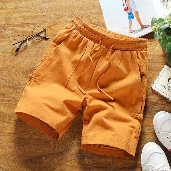 

chinese style cotton hemp summer shorts for young men, White;black