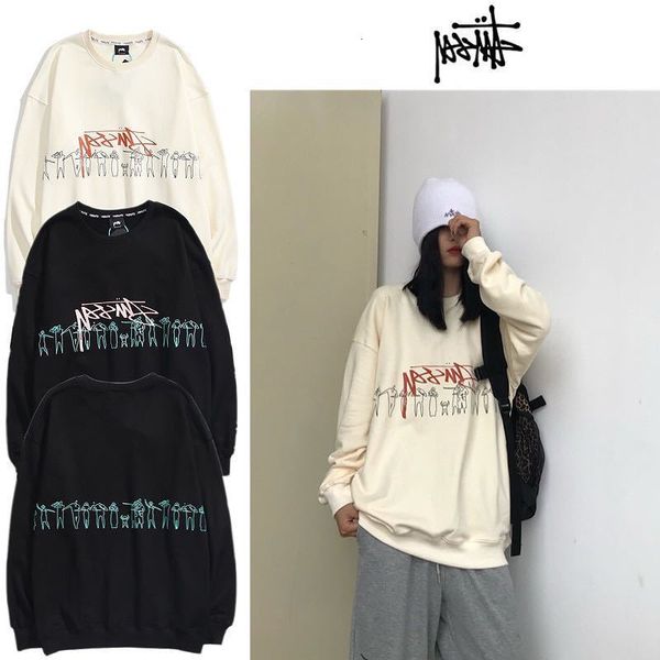 

autumn winter tide brand stussy round collar sweater for men and women couples pure cotton long sleeve student casual pullover