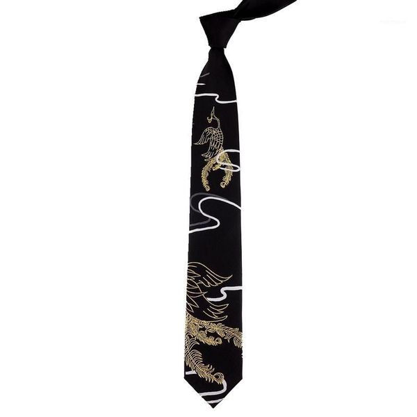 

neck ties male men's personality gift necktie black original design bronzing phoenix embroidery 7cm tie female students1, Blue;purple