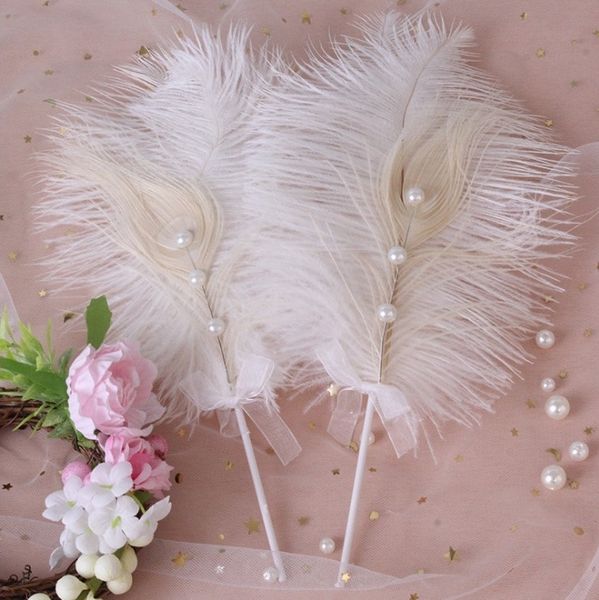 

ubxnd ins style large white pearl ostrich pearl feather decorative plug-in ostrich cakecake cake na1i8 feather decorative