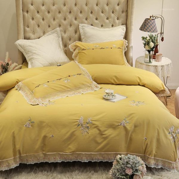 

bedding sets lavender embroidery set 4pcs 100% cotton home textile for couples wedding bed article romantic lace quilt cover gift1