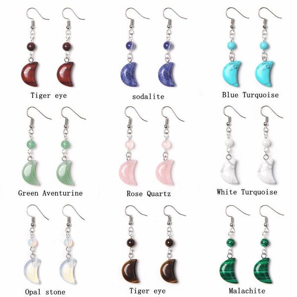 

dangle & chandelier creative crescent moon earrings natural stone dangler drop for women jewelry fashion female gifts, Silver