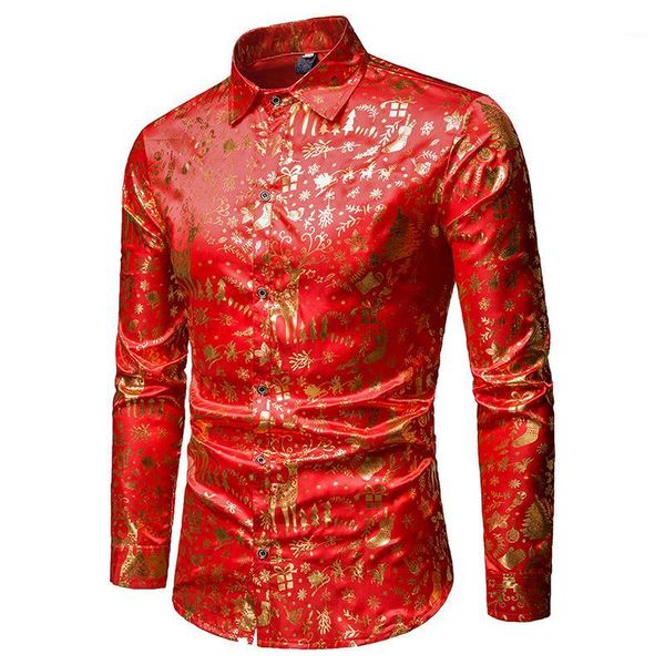 

shirt men 2019 spring new fashion male slim fit long sleeve golden prints red dress shirts camisa masculina christmas deals s-xxl1, White;black
