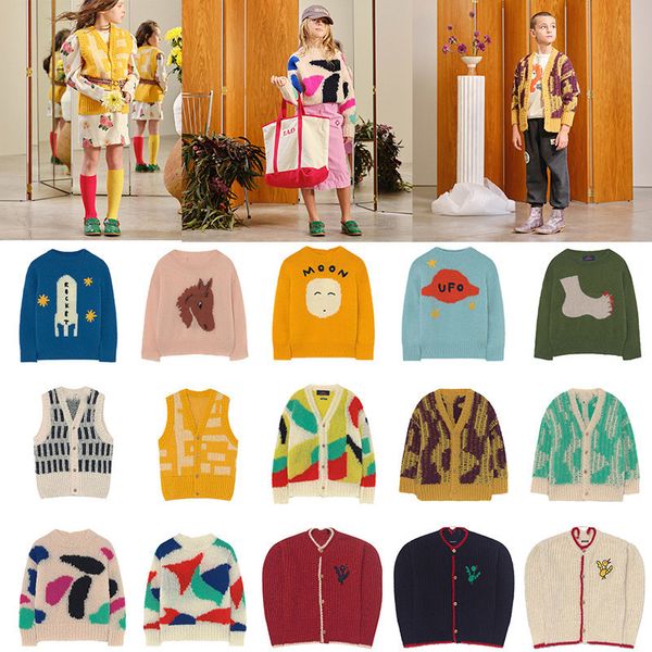 

ins style 2020 autumn and winter new european and american hedging color matching boys and girls children sweater knitting lj200818, Blue