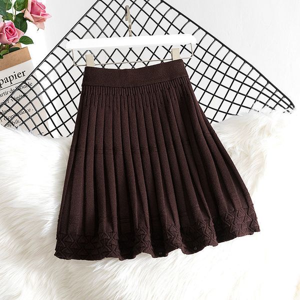 

2021 new springtime elastic knitting women high-colored solid for woman streetwear a-line skirt y287 0hjx, Black