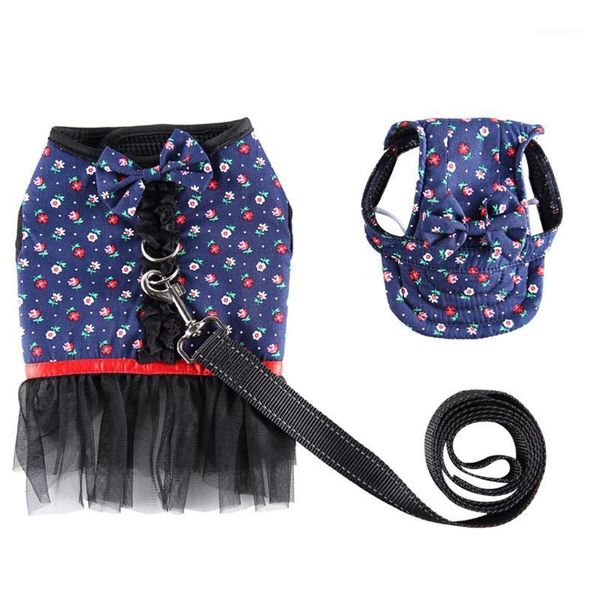 

dog collars & leashes puppy collar print pet leash rope belt nylon mesh dogs vest clothes for small harness and d01