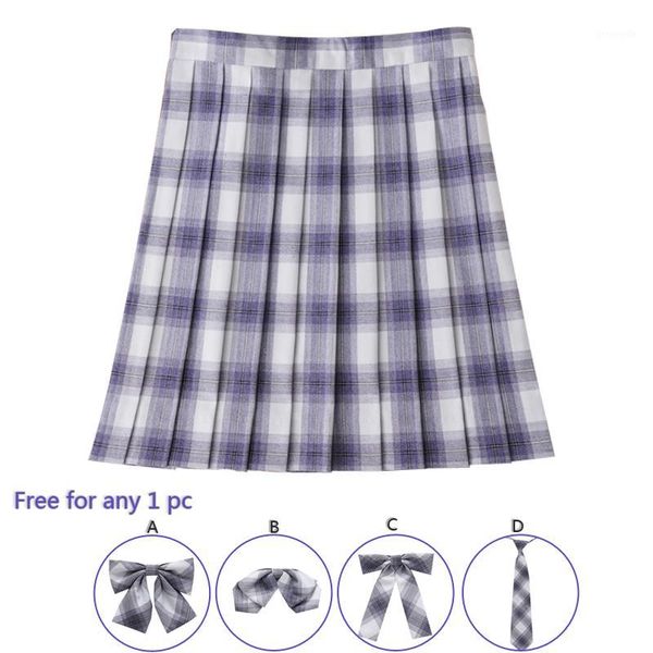 

high-quality sweet japanese jk uniform pleated skirt women purple plaid skirt summer new high waist1, Black