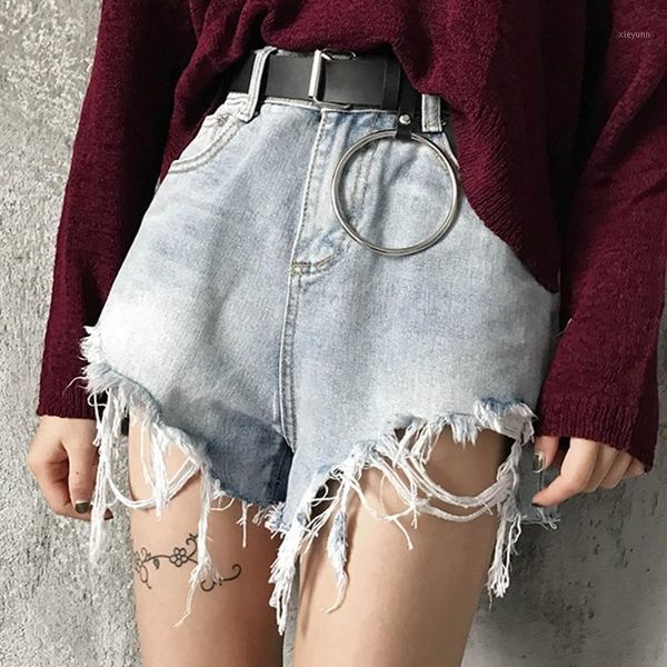 

new ripped jeans loose shorts summer femme jeans woman 7js0201, Blue