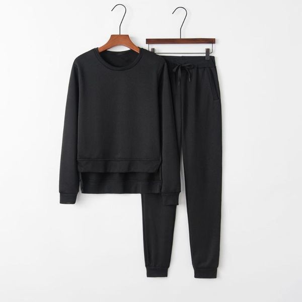 

gym clothing 2 piece set women's tracksuit winter sports suits women casual sport sweatshirt trousers two-piece suit crop + pants#, White;black