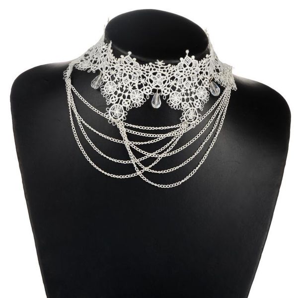 

chokers vintage gothic lace black white elegant handmade statement necklace for women choker necklaces jewelry accessories, Golden;silver