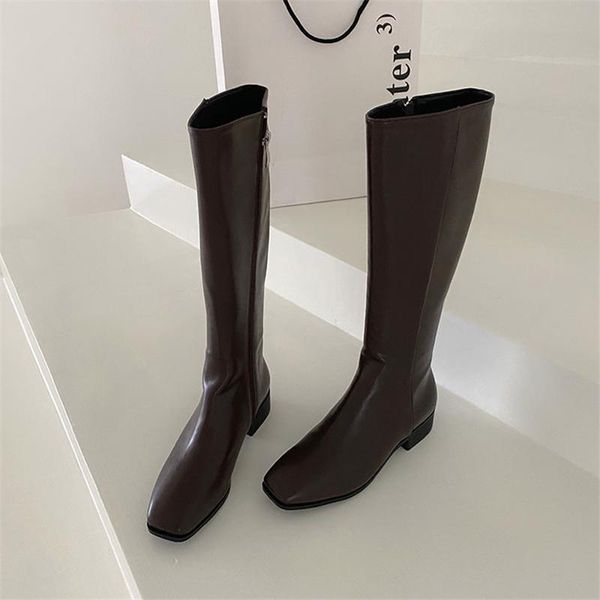 

2020 new women knee high boots female soft leather fetish knight boots booties lady low 3cm high heels black autumn pastel shoes