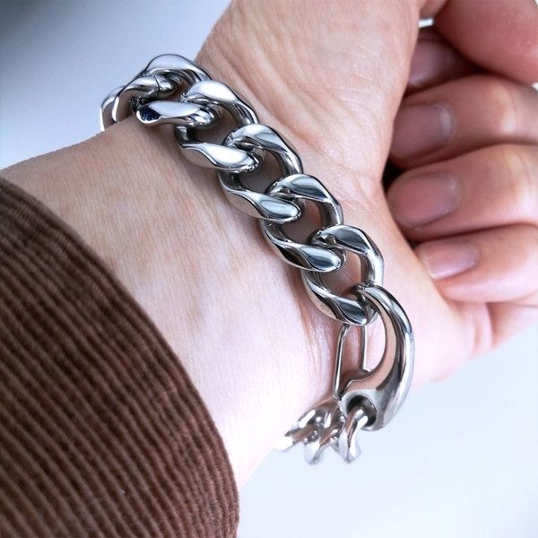 

316l stainless steel fashion cool bracelet bangle jewelry in 18- 24cm length b284(13mm, Black