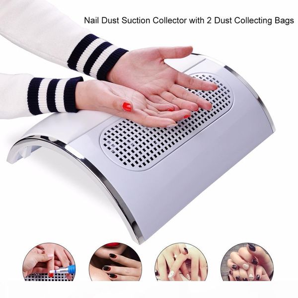 

мощный nail dust всасывающего коллектор с 3 вентилятором пылесос маникюрных инструментов с 2 пылесобирающими сумками, Silver