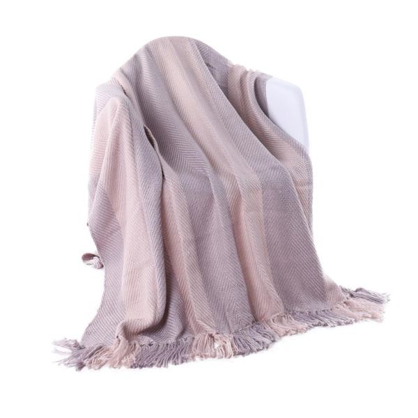 

battilo simple and elegant tassel striped knit sofa bed throw blanket, 67" x 51"