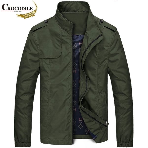 

crocodile brand mens bomber jackets casual outerwear coats spring autumn male jacket wind breaker motorcycle jacket men 201130, Black;brown