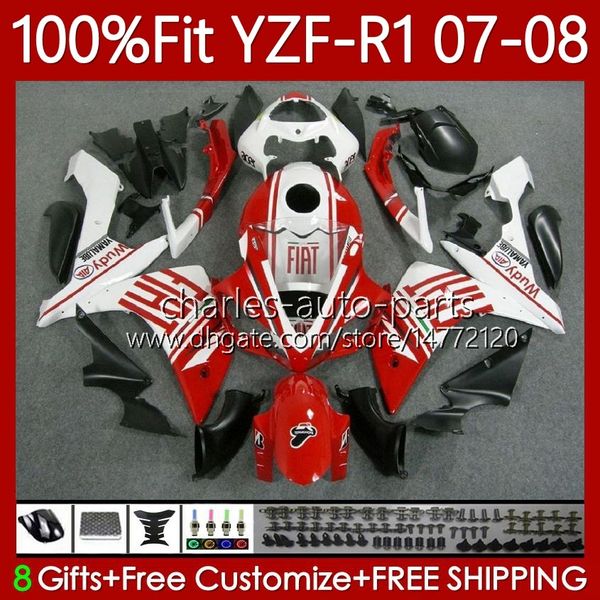 Corpo de molde de injeção para yamaha vermelho preto branco yzf r 1 1000 cc yzf1000 yzf-r1 2007 2008 moto bodywork 91NO.93 yzf r1 1000cc yzf-1000 2007-2008 yzfr1 07 08 Feeding 100% apto