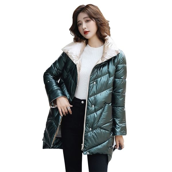 

new bright down jacket clothing women's korean loose medium length down thickened warm coat fashion down parka winter 203 201208, Black