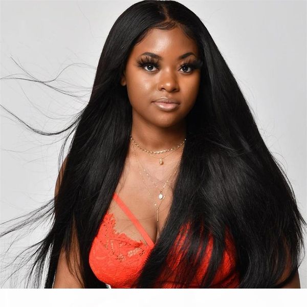 

brazilian virgin human hair glueless full lace wigs natural color straight lace front wigs bleached knots with baby hair, Black;brown
