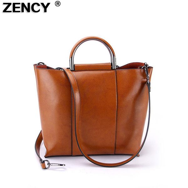 

2020 classic vintage real oil wax cow leather women's tote messenger bags woman handbags genuine leather female ladies bag girls
