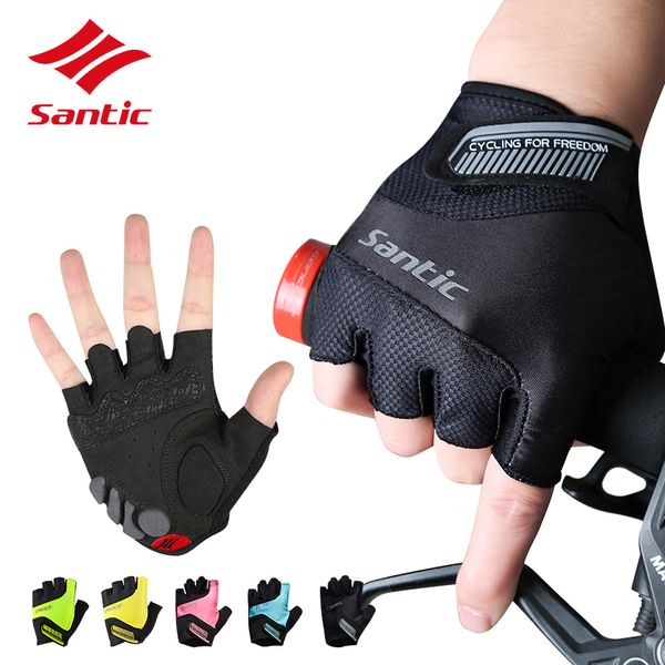 

santic cycling men women bicycle half finger pro gel padded dh black bike gloves guantes luvas ciclismo, Blue;gray
