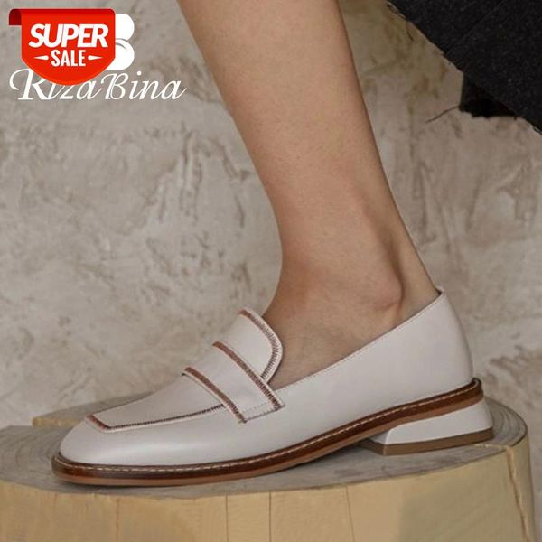 

rizabina new women shoes real leather mixed color women flat shoes fashion casual daily footwear size 34-39 #vx2v