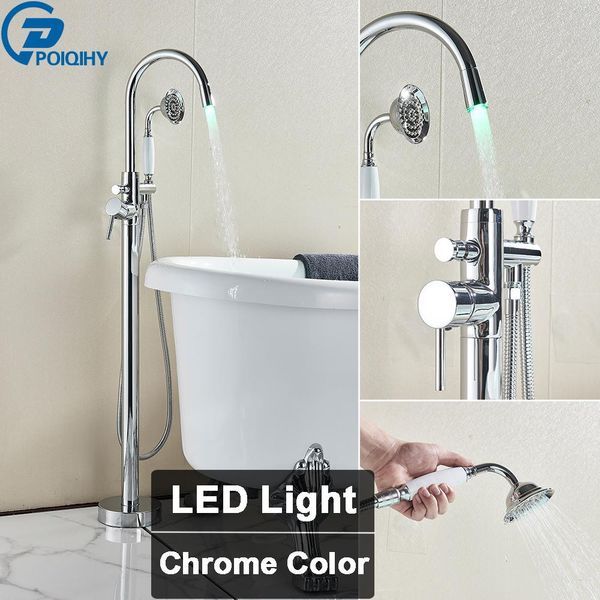 

poiqihy golden bathtub faucet led light mixer tap bath tub tap faucet single handle swive spout bath shower set brass handshower bbyqhg