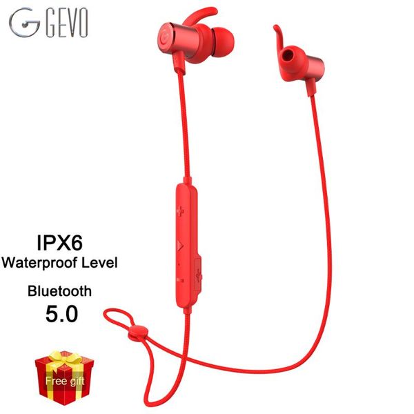

gevo gv-18bt bluetooth earphone for phone wireless headphone ipx6 waterproof sport earbuds with mic magnetic headset for
