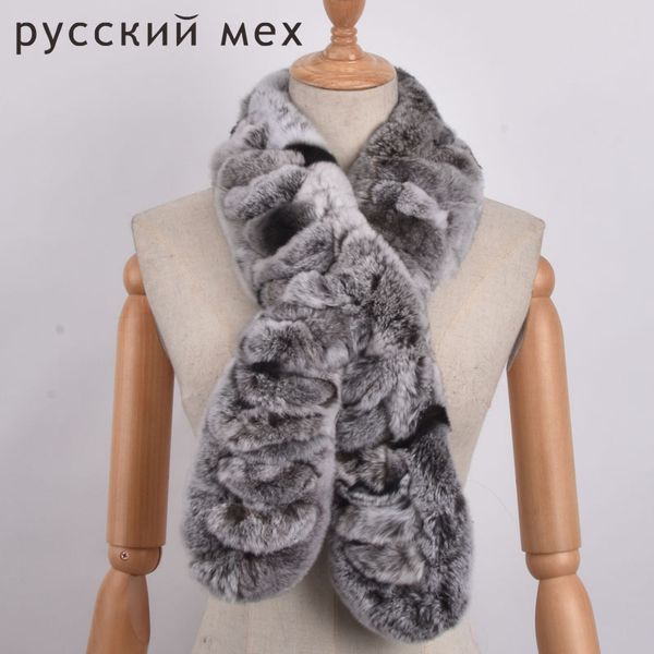 

winter warm real fur scarf grid knitted rex rabbit fur scarf, Blue;gray