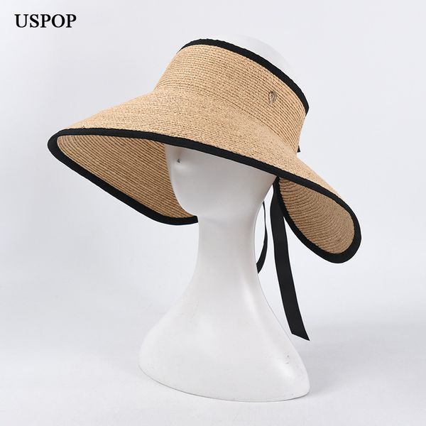 

uspop new raffia summer hats wide brim straw hats without crown women ribbon beach hats c0123, Blue;gray