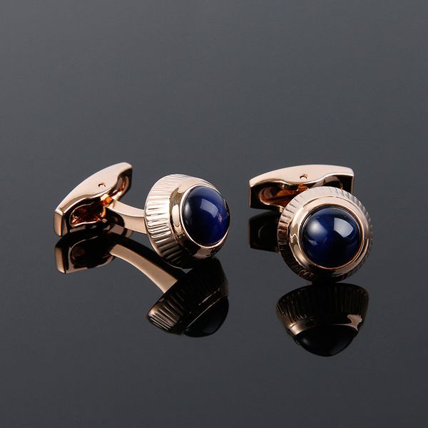 

men's cufflinks inlaid with blue crystal rose gold sleeve nails men's shirt accessories fashion boutique jewelry wholesale, Silver