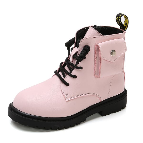 

teens kids black girlish winter 2020 princess children's shoes for autumn girl boy boots leather school 6 14 years old, Black;red