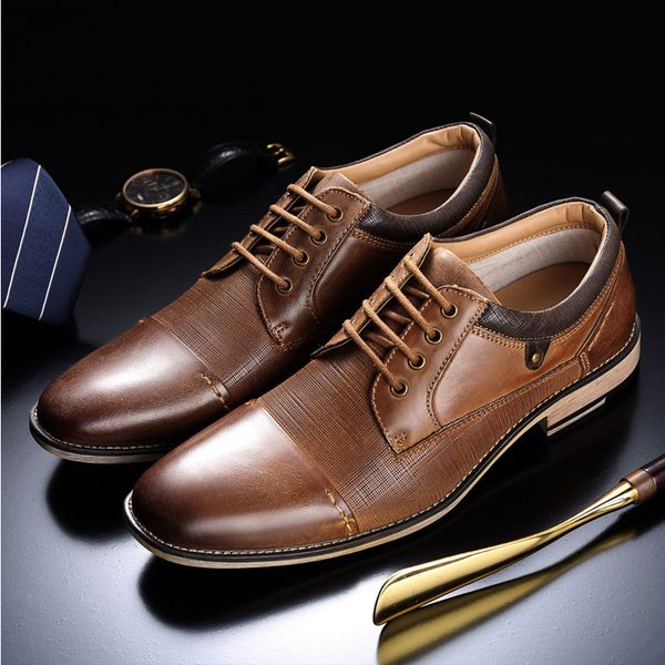 

2020 men's luxury hand-made leather made with lace to shoes size 38-48 lhk3, Black