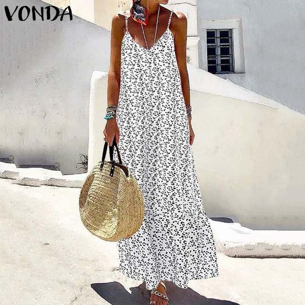 

vonda summer dress women vintage bohemian maxi long dress floral print sleeveless beach vestidos casual loose sundress plus size, Black;gray