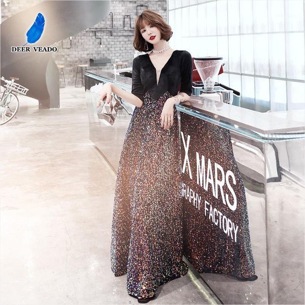 

deerveado sequins evening dresses long black formal dress woman occasion party dresses evening gown 2020 robe de festa mm5071, White;black